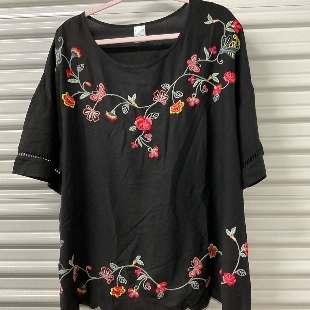 Time and Tru Floral Print Top Size XXL (20) - Picture 3 of 3